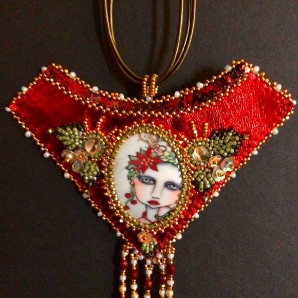 Handmade OOAK Bead Embroidered Necklace - Picture 1 of 4